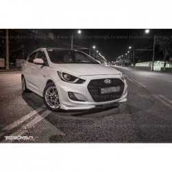 2 899 р. Накладка на передний бампер TopKontur Design v2 Hyundai Solaris RBr седан дорестайлинг (2010-2014) (Неокрашенная)  с доставкой в г. Королёв. Увеличить фотографию 9