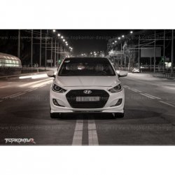 2 899 р. Накладка на передний бампер TopKontur Design v2 Hyundai Solaris RBr седан дорестайлинг (2010-2014) (Неокрашенная)  с доставкой в г. Королёв. Увеличить фотографию 11