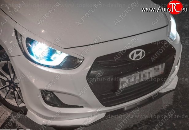 2 899 р. Накладка на передний бампер TopKontur Design v2 Hyundai Solaris RBr седан дорестайлинг (2010-2014) (Неокрашенная)  с доставкой в г. Королёв