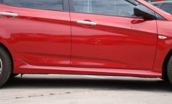 4 749 р. Пороги накладки Sport v2  Hyundai Solaris  RBr (2010-2017), KIA Rio  3 QB (2011-2017) (Неокрашенные)  с доставкой в г. Королёв. Увеличить фотографию 2