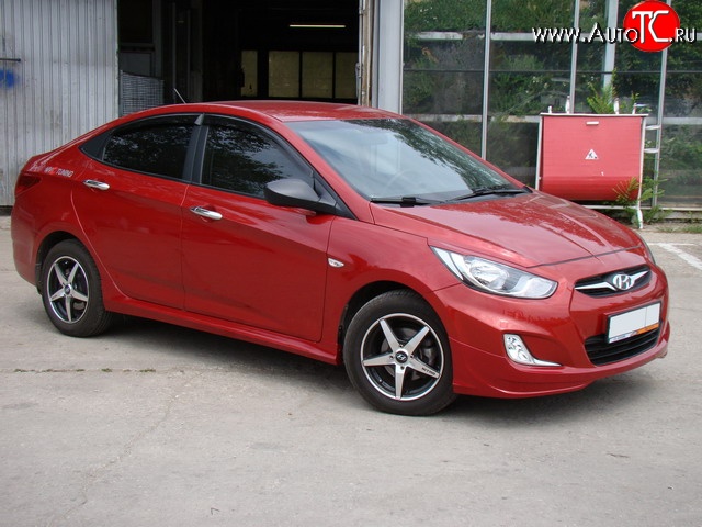 4 749 р. Пороги накладки Sport v2  Hyundai Solaris  RBr (2010-2017), KIA Rio  3 QB (2011-2017) (Неокрашенные)  с доставкой в г. Королёв