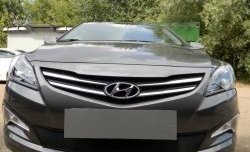 2 099 р. Сетка на бампер Russtal (черная) Hyundai Solaris RBr седан рестайлинг (2014-2017)  с доставкой в г. Королёв. Увеличить фотографию 5