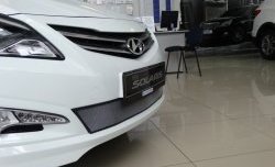 1 539 р. Сетка на бампер Russtal (хром) Hyundai Solaris RBr седан рестайлинг (2014-2017)  с доставкой в г. Королёв. Увеличить фотографию 3