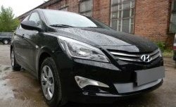 1 539 р. Сетка на бампер Russtal (хром) Hyundai Solaris RBr седан рестайлинг (2014-2017)  с доставкой в г. Королёв. Увеличить фотографию 10