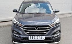 Защита переднего бампера (Ø63 мм, нержавейка) SLITKOFF Hyundai (Хюндаи) Tucson (Туссон)  TL (2015-2018) TL дорестайлинг