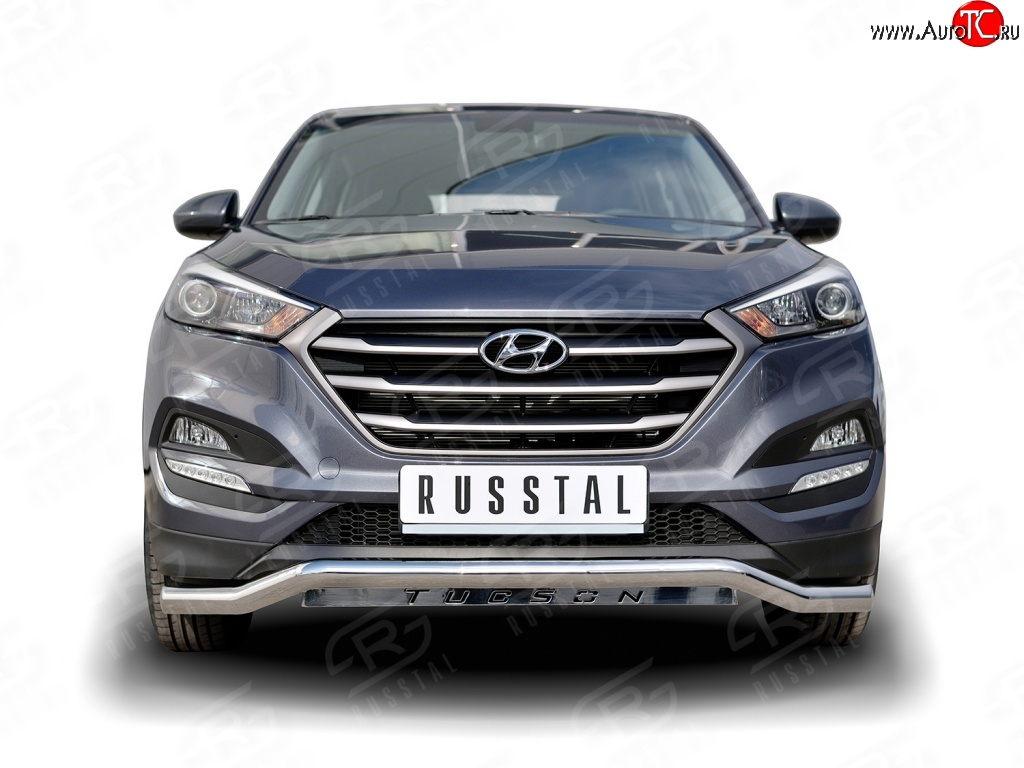 18 549 р. Защита переднего бампера (Ø63 мм волна, нержавейка) SLITKOFF  Hyundai Tucson  TL (2015-2018) дорестайлинг  с доставкой в г. Королёв