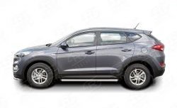 15 799 р. Защита порогов из круглой трубы диаметром 63 мм Russtal Hyundai Tucson TL дорестайлинг (2015-2018)  с доставкой в г. Королёв. Увеличить фотографию 2