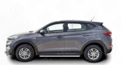 20 749 р. Широкая защита порогов Russtal Hyundai Tucson TL дорестайлинг (2015-2018) (Защита порогов с со скосами на торцах (вариант 1))  с доставкой в г. Королёв. Увеличить фотографию 2