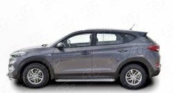 20 749 р. Широкая защита порогов Russtal Hyundai Tucson TL дорестайлинг (2015-2018) (Защита порогов с со скосами на торцах (вариант 1))  с доставкой в г. Королёв. Увеличить фотографию 3