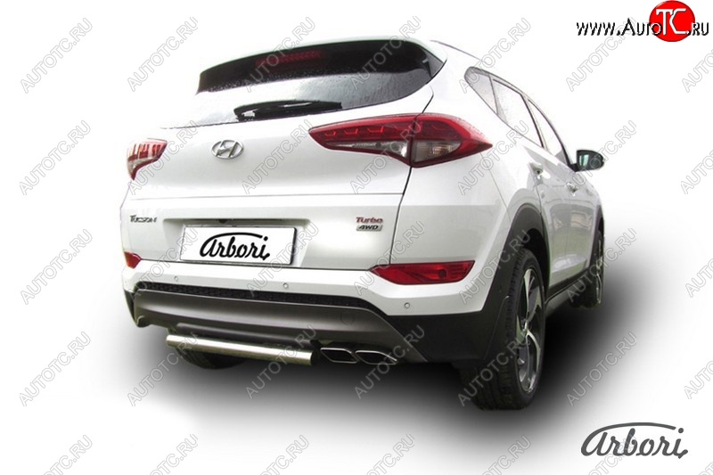 14 249 р. Защита штатных порогов Arbori (нержавейка, d57 mm). Hyundai Tucson TL дорестайлинг (2015-2018)  с доставкой в г. Королёв