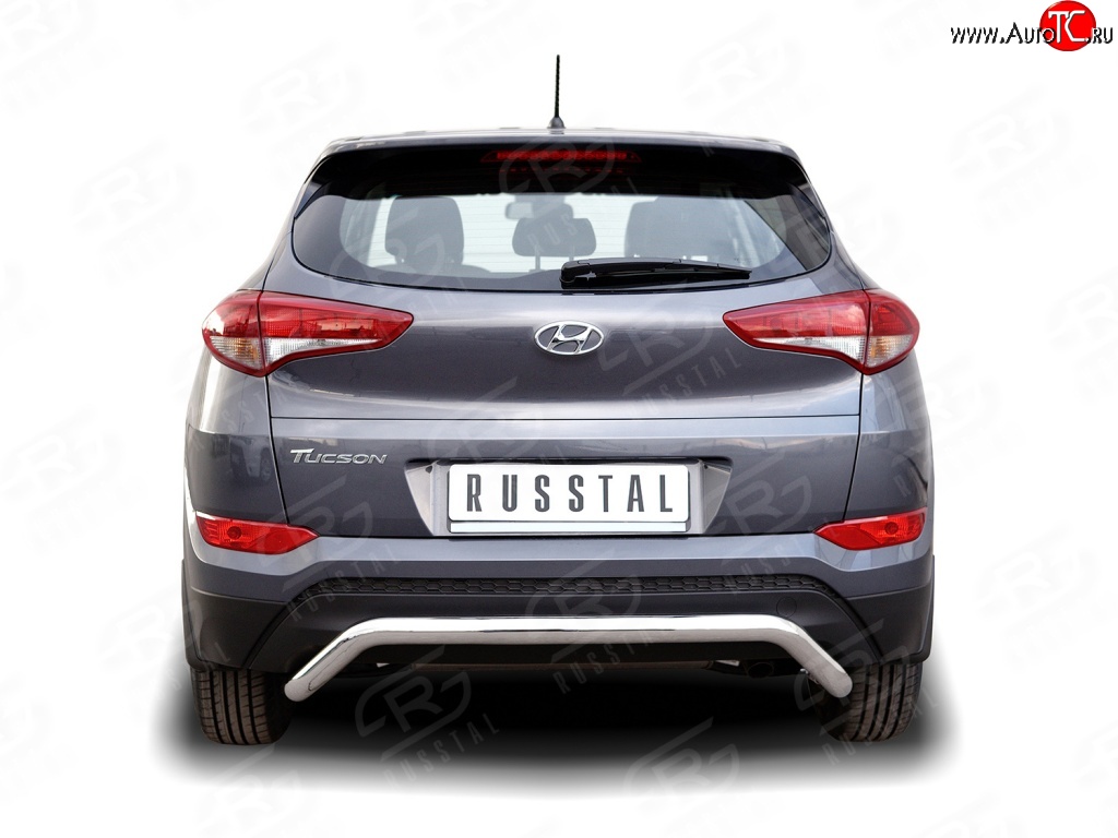 15 349 р. Защита заднего бампера (Ø63 мм волна короткая, нержавейка) SLITKOFF  Hyundai Tucson  TL (2015-2018) дорестайлинг  с доставкой в г. Королёв