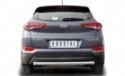 Защита заднего бампера (Ø63 мм короткая, нержавейка) SLITKOFF Hyundai Tucson TL дорестайлинг (2015-2018)