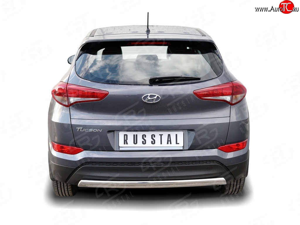 14 999 р. Защита заднего бампера (Ø75x42 мм, нержавейка) Russtal Hyundai Tucson TL дорестайлинг (2015-2018)  с доставкой в г. Королёв