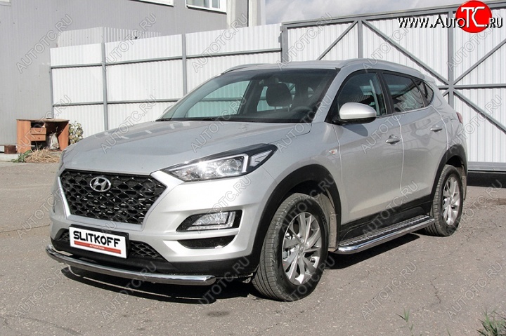 15 999 р. Защита порогов d57 Slitkoff (с листом) Hyundai Tucson TL рестайлинг (2018-2021)  с доставкой в г. Королёв