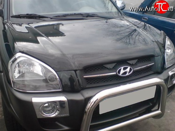 2 204 р. Дефлектор капота NovLine (рестайлинг) Hyundai Tucson JM (2004-2010)  с доставкой в г. Королёв