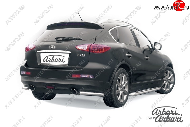 8 999 р. Защита заднего бампера Arbori (уголки, нержавейка, 1 труба d57 mm). INFINITI EX35 J50 (2007-2013)  с доставкой в г. Королёв