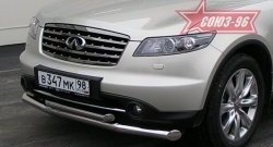 Защита переднего бампера двойная (Европа) Souz-96 (d76/60) INFINITI FX45 S50 дорестайлинг (2002-2005)