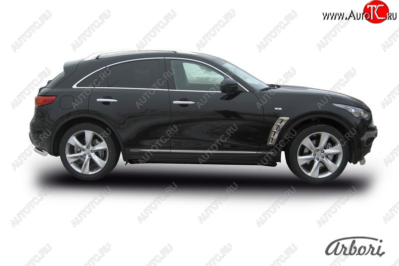 8 369 р. Защита штатных порогов Arbori (черная, d57 mm). INFINITI FX35 S51 дорестайлинг (2008-2011)  с доставкой в г. Королёв