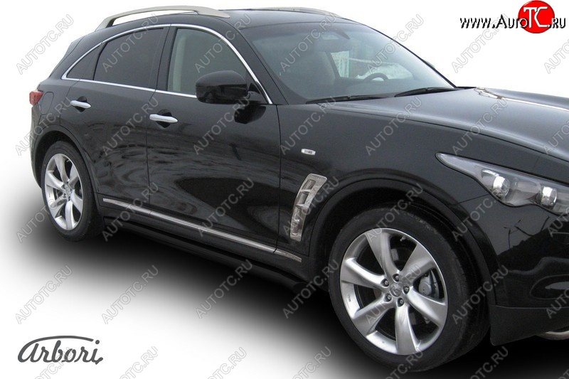 10 259 р. Защита штатных порогов Arbori (черная, d76 mm). INFINITI FX35 S51 дорестайлинг (2008-2011)  с доставкой в г. Королёв