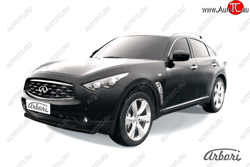 11 159 р. Защита переднего бампера Arbori (черная, 1 труба d76 mm). INFINITI FX50 S51 дорестайлинг (2008-2011)  с доставкой в г. Королёв