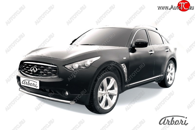 4 999 р. Защита переднего бампера Arbori (нержавейка, 1 труба d76 mm). INFINITI FX50 S51 дорестайлинг (2008-2011)  с доставкой в г. Королёв