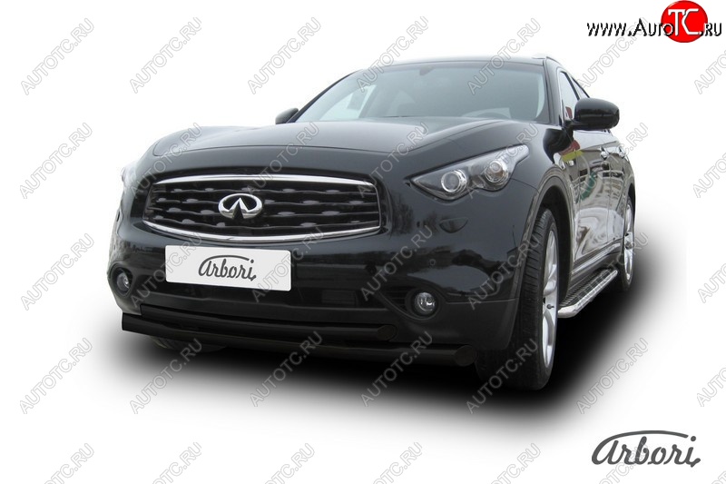 13 859 р. Защита переднего бампера Arbori (черная, 2 трубы d76 и 57 mm) INFINITI FX50 S51 дорестайлинг (2008-2011)  с доставкой в г. Королёв