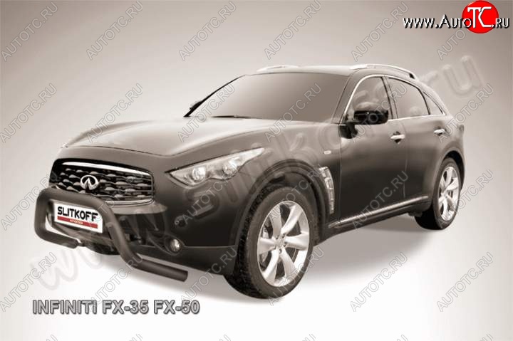 25 999 р. Кенгурятник d76 Slitkoff (низкий, широкий) INFINITI FX50 S51 дорестайлинг (2008-2011) (Цвет: серебристый)  с доставкой в г. Королёв