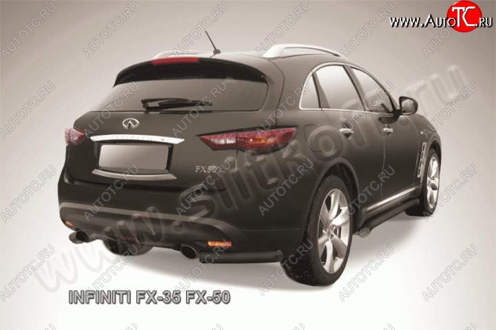 8 449 р. Защита заднего бампера из уголков d57 Slitkoff INFINITI FX35 S51 дорестайлинг (2008-2011) (Цвет: серебристый)  с доставкой в г. Королёв