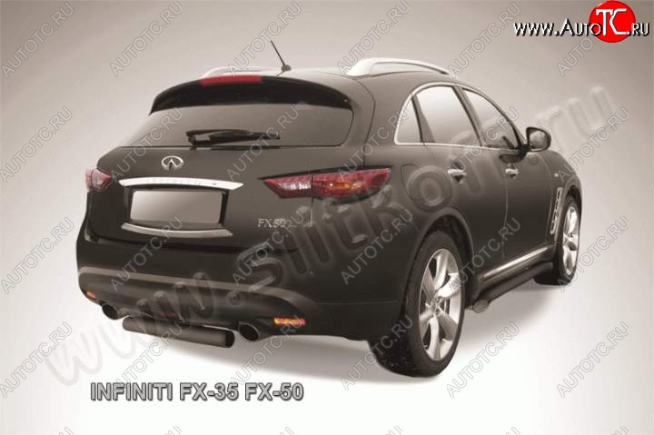 8 449 р. Защита заднего бампера из трубы d76 Slitkoff (короткая) INFINITI FX35 S51 дорестайлинг (2008-2011) (Цвет: серебристый)  с доставкой в г. Королёв