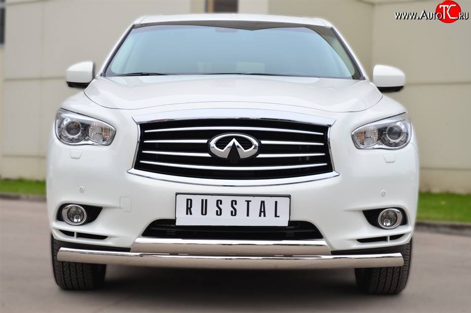 24 999 р. Защита переднего бампера (2 трубыØ75х42 мм, нержавейка) Russtal INFINITI JX35 (2012-2014)  с доставкой в г. Королёв