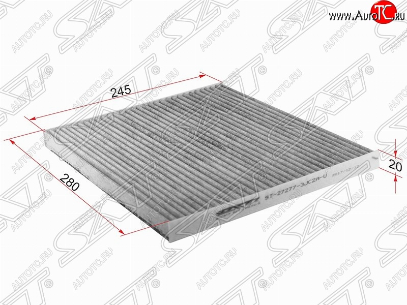 299 р. Фильтр салонный SAT (угольный, 280х245х20 mm)  INFINITI JX35 (2012-2014), Nissan Altima  седан (2012-2015), Nissan Murano  3 Z52 (2015-2025), Nissan Pathfinder  R52 (2012-2017), Nissan Teana  3 L33 (2014-2020)  с доставкой в г. Королёв