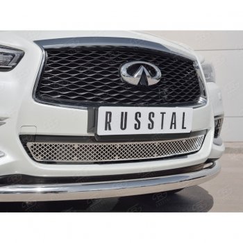 4 849 р. Решетка радиатора Russtal лист (нерж) INFINITI QX60 L50 рестайлинг (2016-2021) (Неокрашенная)  с доставкой в г. Королёв. Увеличить фотографию 2