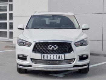 17 949 р. Защита переднего бампера (2 трубыØ63 и 42 мм, нержавейка) SLITKOFF  INFINITI QX60  L50 (2016-2021) рестайлинг  с доставкой в г. Королёв. Увеличить фотографию 2