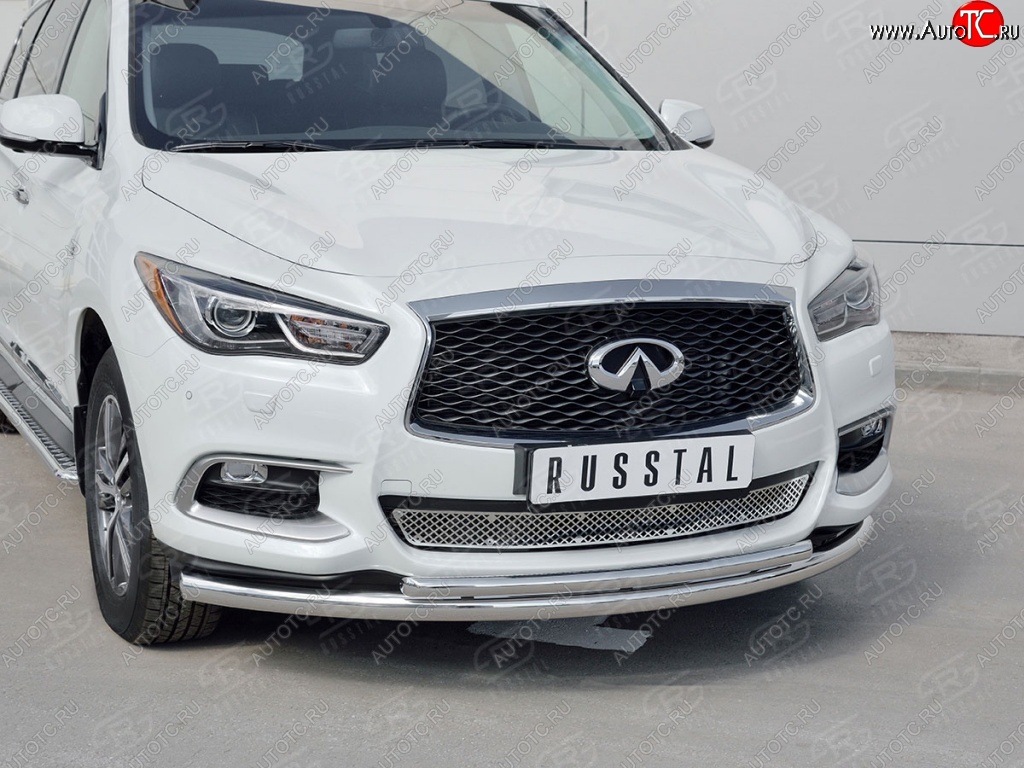 17 949 р. Защита переднего бампера (2 трубыØ63 и 42 мм, нержавейка) SLITKOFF  INFINITI QX60  L50 (2016-2021) рестайлинг  с доставкой в г. Королёв