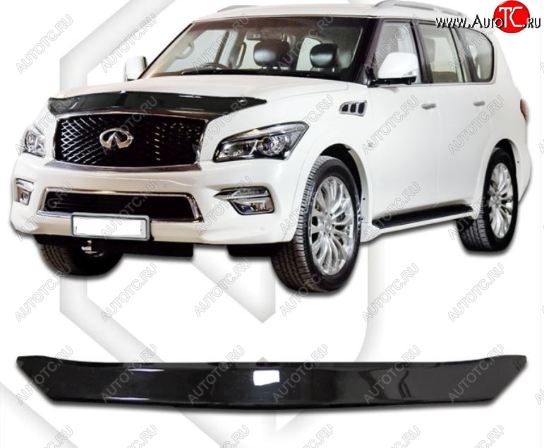 2 099 р. Дефлектор капота CA-Plastiс  INFINITI QX80  Z62 (2014-2018) 1-ый рестайлинг (Classic черный, Без надписи)  с доставкой в г. Королёв