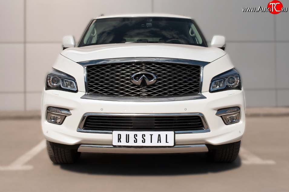 20 999 р. Защита переднего бампера (Ø75х42 мм, нержавейка) Russtal INFINITI QX80 Z62 1-ый рестайлинг (2014-2018)  с доставкой в г. Королёв