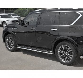 16 549 р. Защита порогов (Ø42 мм, нержавейка) SLITKOFF INFINITI QX80 Z62 2-ой рестайлинг (2018-2024)  с доставкой в г. Королёв. Увеличить фотографию 2