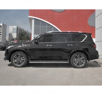 16 549 р. Защита порогов (Ø42 мм, нержавейка) SLITKOFF INFINITI QX80 Z62 2-ой рестайлинг (2018-2024)  с доставкой в г. Королёв. Увеличить фотографию 3