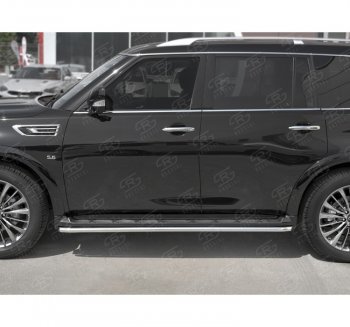 Защита порогов (Ø42 мм, нержавейка) SLITKOFF INFINITI QX80 Z62 2-ой рестайлинг (2018-2024)