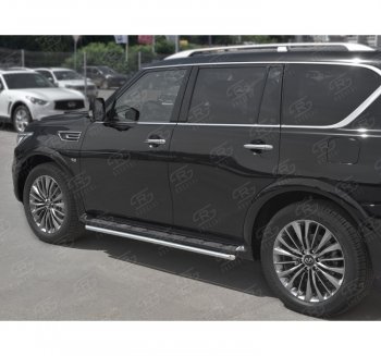 14 999 р. Защита порогов (Ø42 мм, нержавейка) SLITKOFF INFINITI QX80 Z62 2-ой рестайлинг (2018-2024)  с доставкой в г. Королёв. Увеличить фотографию 2