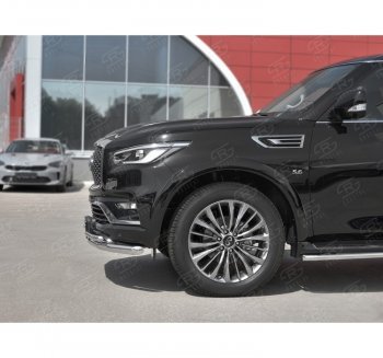 26 999 р. Защита переднего бампера (2 трубы Ø63 и 42 мм, нержавейка) SLITKOFF INFINITI QX80 Z62 2-ой рестайлинг (2018-2024)  с доставкой в г. Королёв. Увеличить фотографию 2