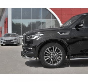 22 899 р. Защита переднего бампера (Ø76 мм, нержавейка) SLITKOFF  INFINITI QX80  Z62 (2018-2024) 2-ой рестайлинг  с доставкой в г. Королёв. Увеличить фотографию 2