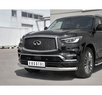 22 899 р. Защита переднего бампера (Ø76 мм, нержавейка) SLITKOFF  INFINITI QX80  Z62 (2018-2024) 2-ой рестайлинг  с доставкой в г. Королёв. Увеличить фотографию 3