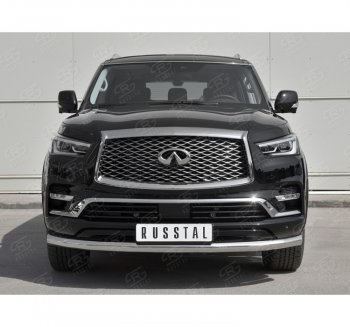 22 899 р. Защита переднего бампера (Ø76 мм, нержавейка) SLITKOFF  INFINITI QX80  Z62 (2018-2024) 2-ой рестайлинг  с доставкой в г. Королёв. Увеличить фотографию 4