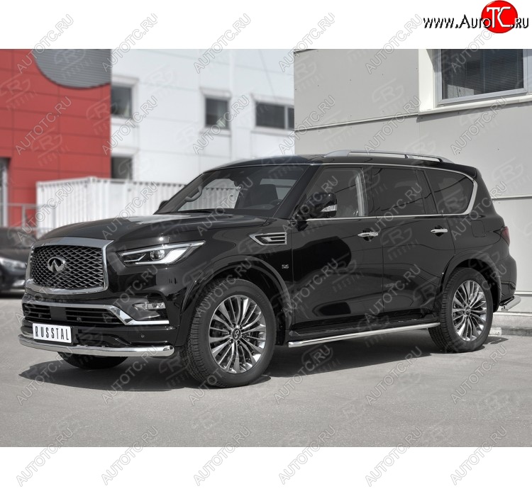 22 899 р. Защита переднего бампера (Ø76 мм, нержавейка) SLITKOFF  INFINITI QX80  Z62 (2018-2024) 2-ой рестайлинг  с доставкой в г. Королёв