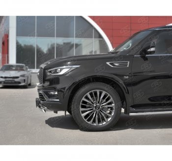 14 999 р. Защита переднего бампера (Ø75х42 мм, нержавейка) Russtal INFINITI QX80 Z62 2-ой рестайлинг (2018-2024)  с доставкой в г. Королёв. Увеличить фотографию 2