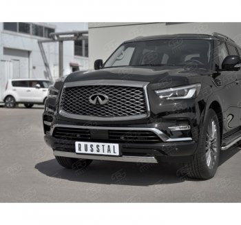 14 999 р. Защита переднего бампера (Ø75х42 мм, нержавейка) Russtal INFINITI QX80 Z62 2-ой рестайлинг (2018-2024)  с доставкой в г. Королёв. Увеличить фотографию 3