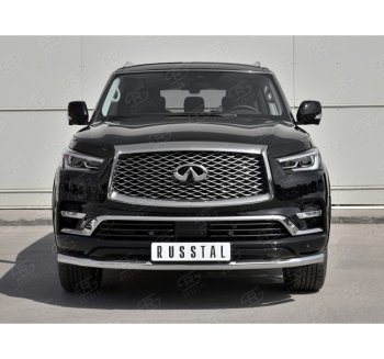 21 999 р. Защита переднего бампера (Ø63 мм, нержавейка) SLITKOFF INFINITI QX80 Z62 2-ой рестайлинг (2018-2024)  с доставкой в г. Королёв. Увеличить фотографию 3