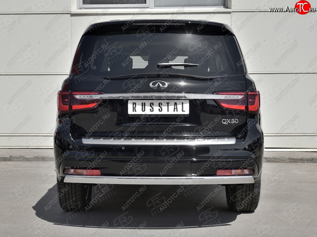 15 999 р. Защита заднего бампера (Ø75х42 мм, нержавейка) Russtal INFINITI QX80 Z62 2-ой рестайлинг (2018-2024)  с доставкой в г. Королёв