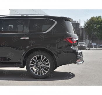 22 499 р. Защита заднего бампера (Ø76 мм, нержавейка) SLITKOFF INFINITI QX80 Z62 2-ой рестайлинг (2018-2024)  с доставкой в г. Королёв. Увеличить фотографию 2